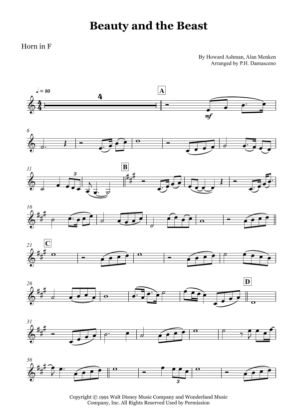 Beauty And The Beast (arr. P.H. Damasceno)
