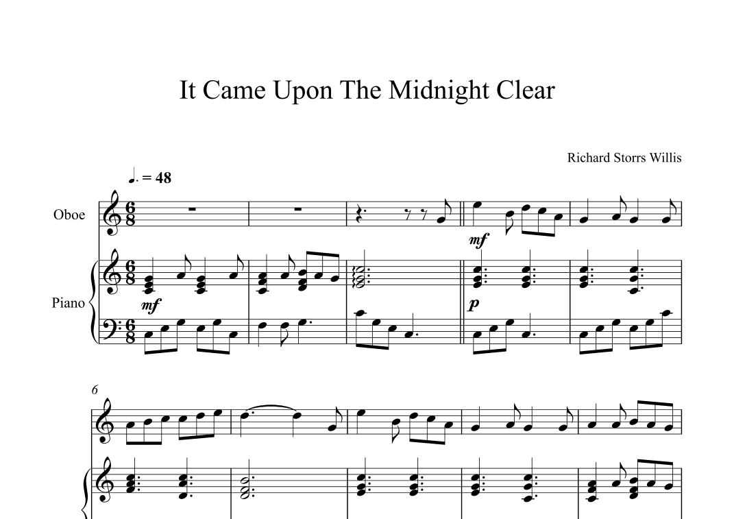 It Came Upon The Midnight Clear - Richard Storrs Willis (Oboe + Piano) (arr. Digital Book Music)