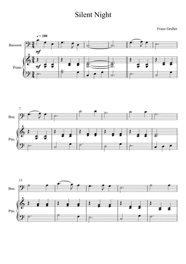 Franz Gruber - Silent Night C Key (Bassoon Solo) (arr. André Laitano)