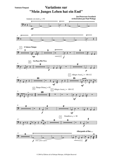 Jan Pieterszoon Sweelinck/Paul Wehage  - Variations on Mein Juges Leben hat ein ende- arranged for (arr. Musik Fabrik Music Publishing)