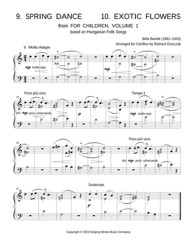 For Children, Volume 1: 9. Spring Dance, 10. Exotic Flowers (arr. Richard Giszczak)