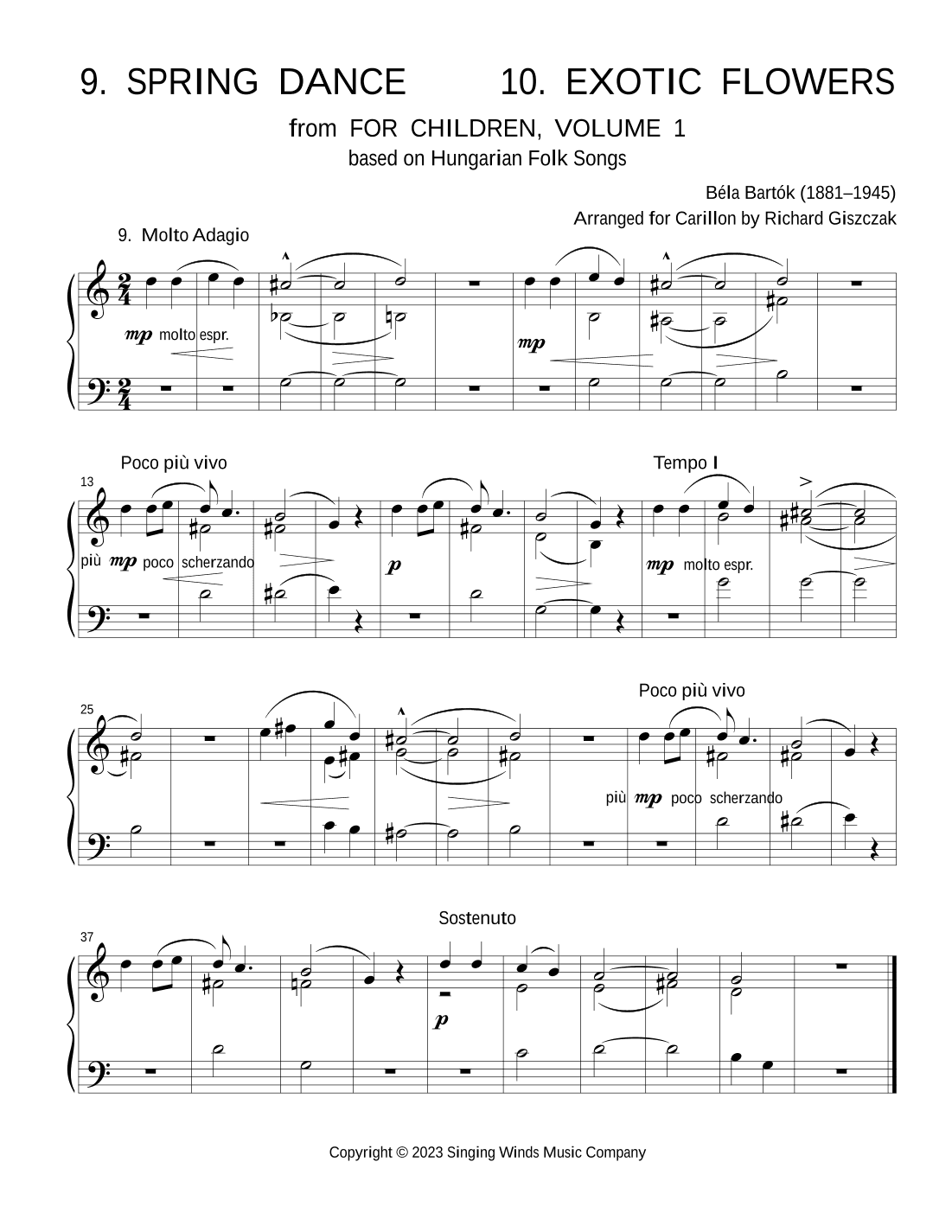 For Children, Volume 1: 9. Spring Dance, 10. Exotic Flowers (arr. Richard Giszczak)