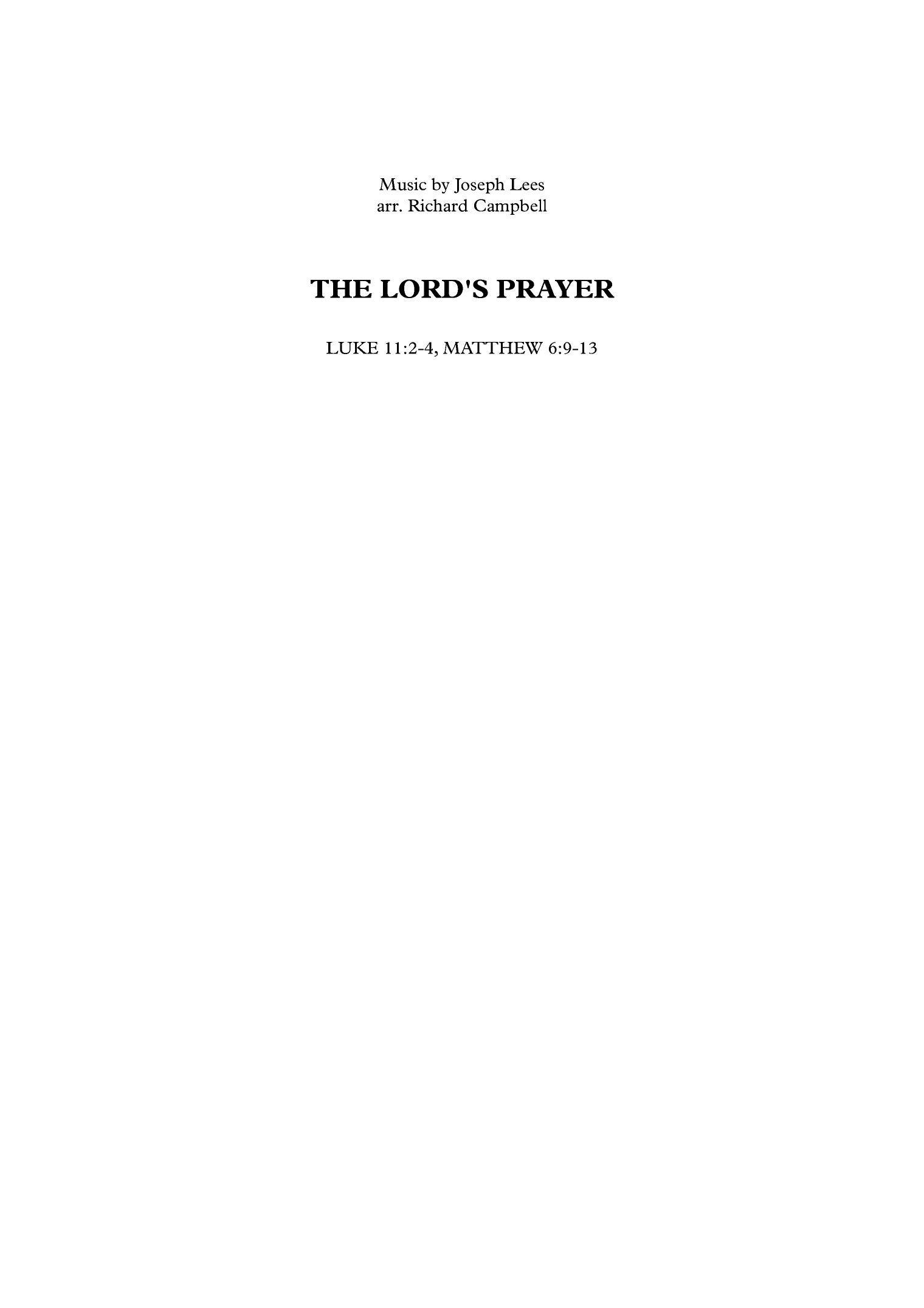 THE LORD'S PRAYER (arr. Richard Campbell)