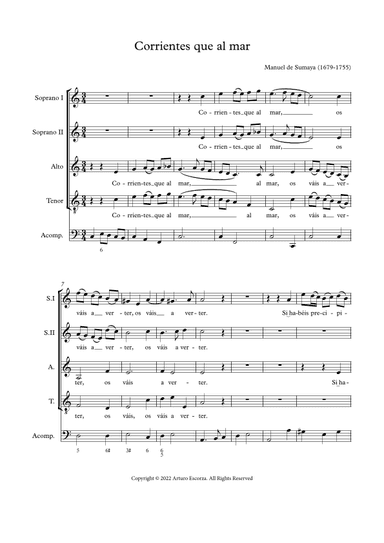 Corrientes que al mar - Villancico a 4 - Score Only (arr. Arturo Escorza)