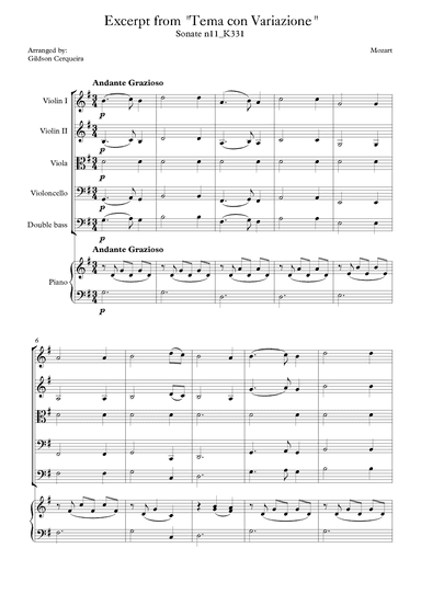 Excerpt from sonate k331 - "Tema con Variazione" (arr. Gildson Cerqueira)