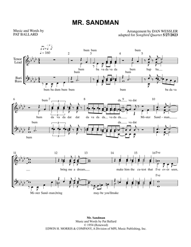 Mister Sandman (arr. Dan Wessler)