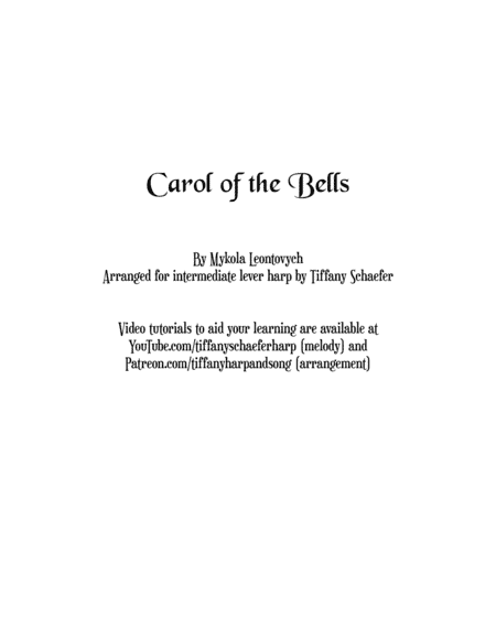 Carol of the Bells: Intermediate Lever Harp (arr. Tiffany Schaefer)
