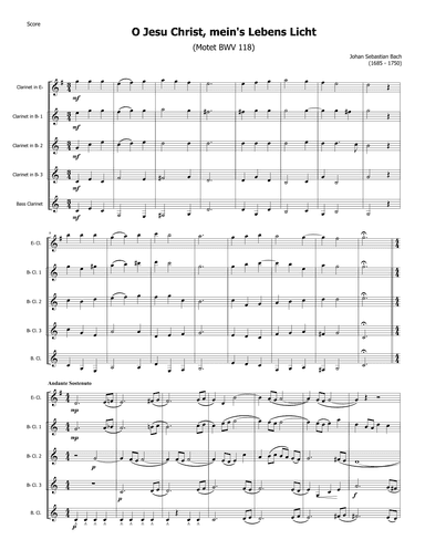O Jesu Christ, meins Lebens Licht (Motet BWV 118) (arr. Isabel Oliveira Hill)