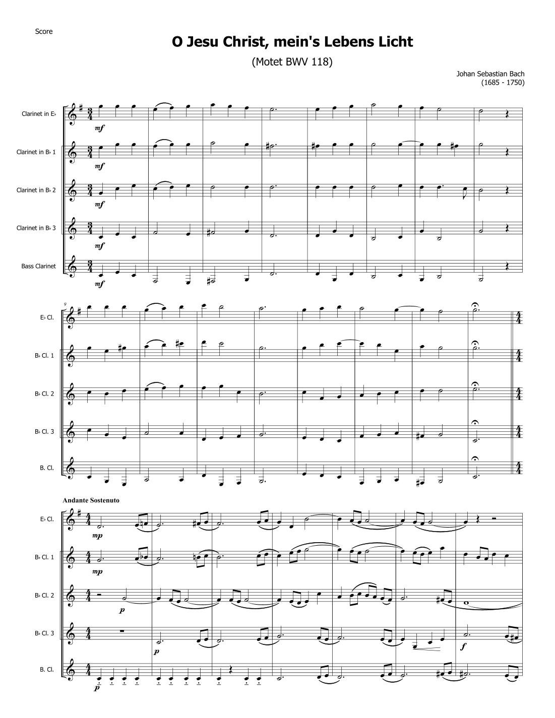O Jesu Christ, meins Lebens Licht (Motet BWV 118) (arr. Isabel Oliveira Hill)