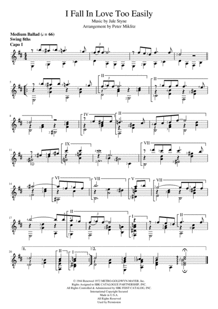 I Fall In Love Too Easily (arr. Peter Miklitz)
