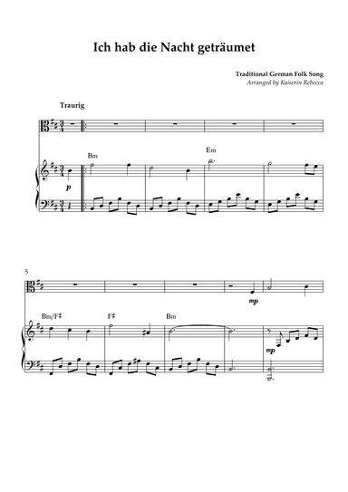 Ich hab die Nacht geträumet (arr. Kaiserin Rebecca)