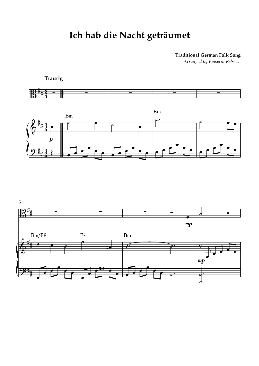 Ich hab die Nacht geträumet (arr. Kaiserin Rebecca)
