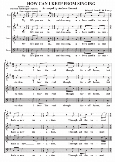 How Can I Keep From Singing A Cappella SATB  V1 (arr. Andrew Emmet)