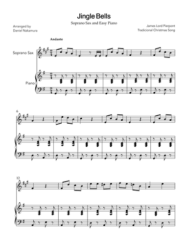 Jingle Bells (for Soprano Sax and Easy Piano) (arr. Daniel Nakamura)