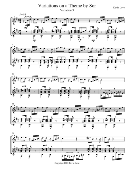 Variations on a Theme by Sor (Violin and Guitar) - Var. 3