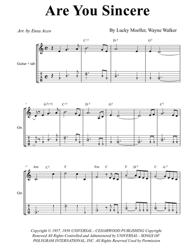 Are You Sincere (arr. Enea Acco)