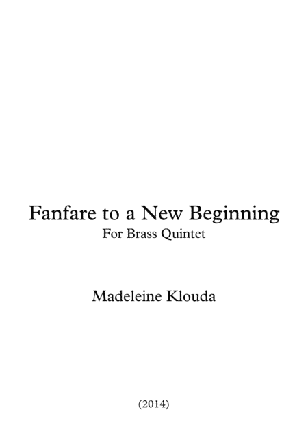 Fanfare to a New Beginning for Brass Quintet