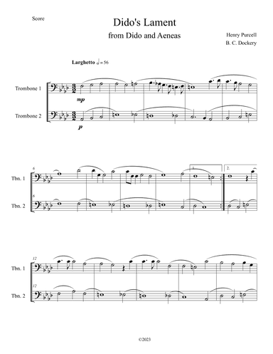 Dido's Lament (Trombone Duet) (arr. B. C. Dockery)
