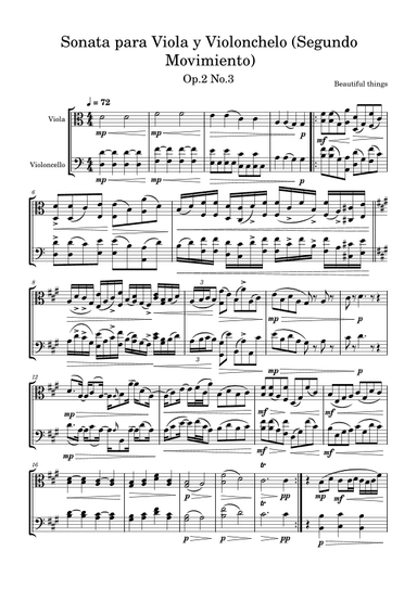 Sonata para Viola y Violonchelo(Segundo Movimiento)-Beautiful things Op.2 No.3