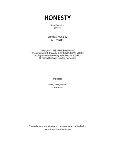 Honesty (arr. Jim Farley www.arrangementsone.com)