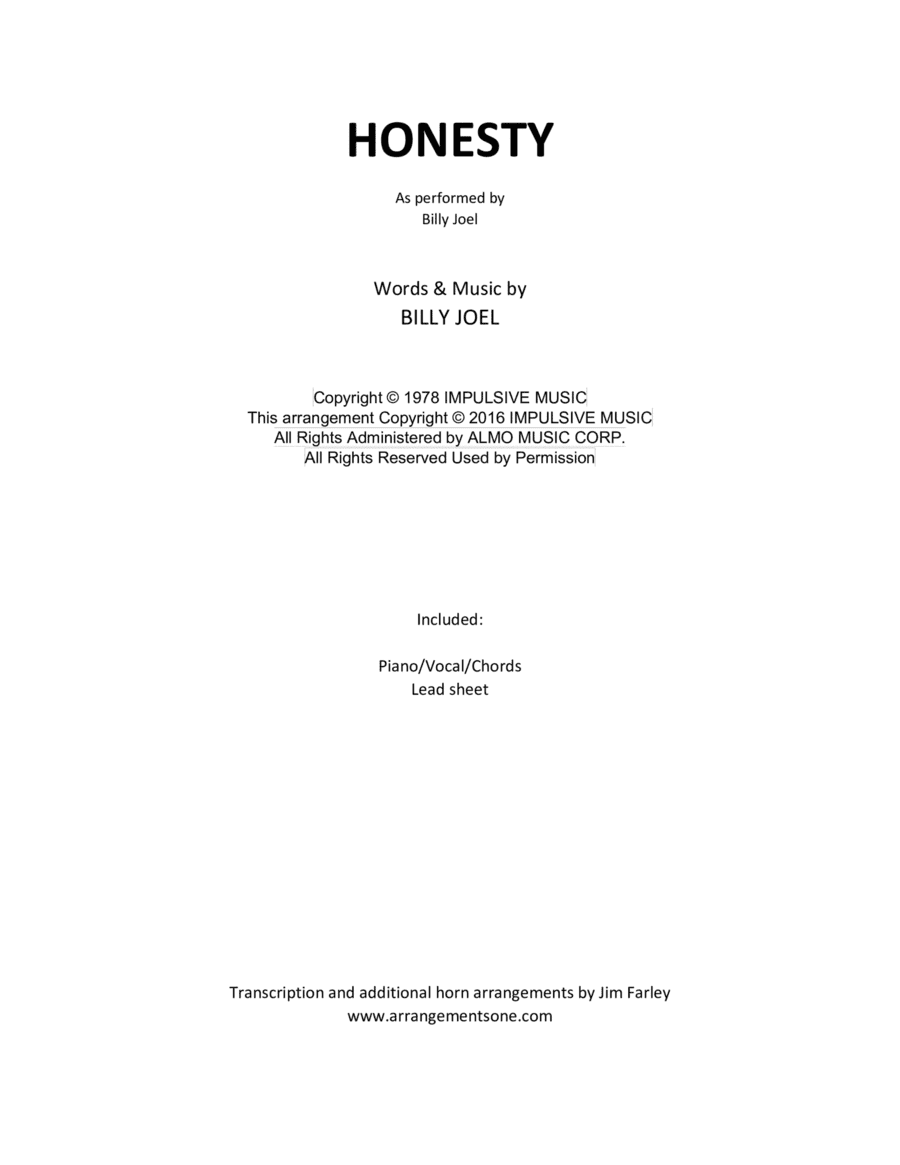 Honesty (arr. Jim Farley www.arrangementsone.com)