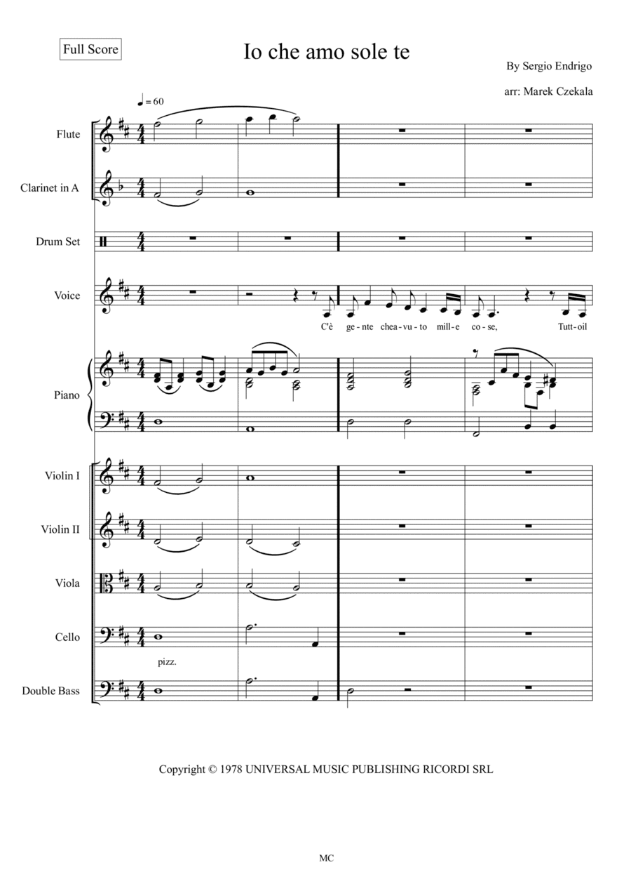 Io Che Amo Solo Te (arr. Marek Czekala)