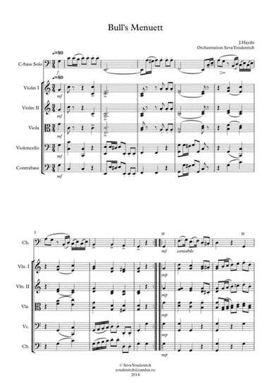 J.Haydn "Bull's Menuett" for Kontrabass and string orchestra (arr. Seva Youdenitch)