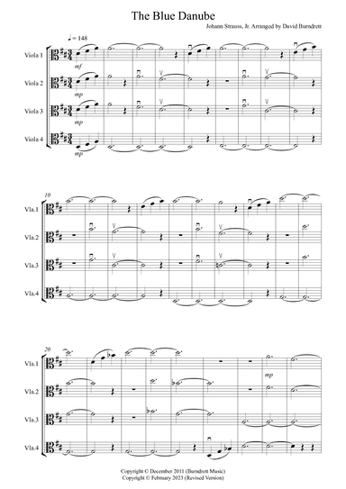 The Blue Danube for Viola Quartet (arr. David Burndrett)