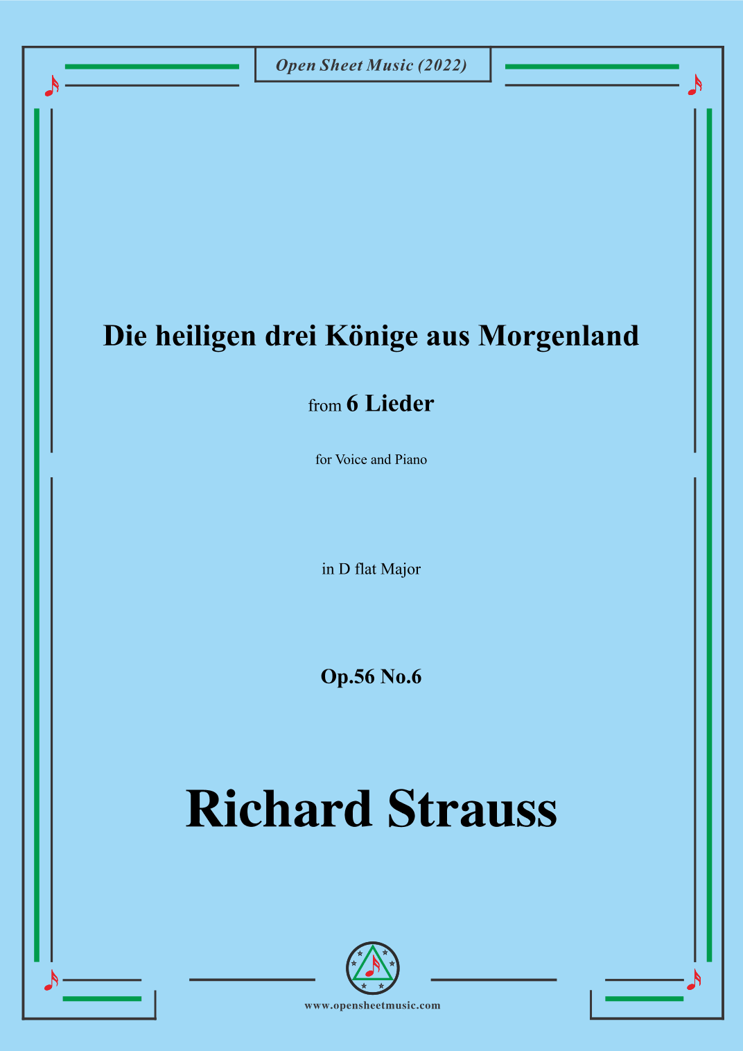 Richard Strauss-Die heiligen drei Könige aus Morgenland,in D flat Major (arr. OSM Press)
