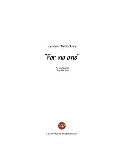 For No One (arr. Mike Porcel)