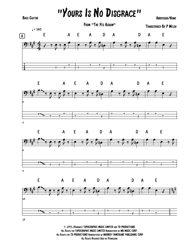 Yours Is No Disgrace (arr. P Welsh)