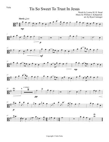 Tis So Sweet To Trust In Jesus-Viola Part (arr. Ryan Cutsinger)