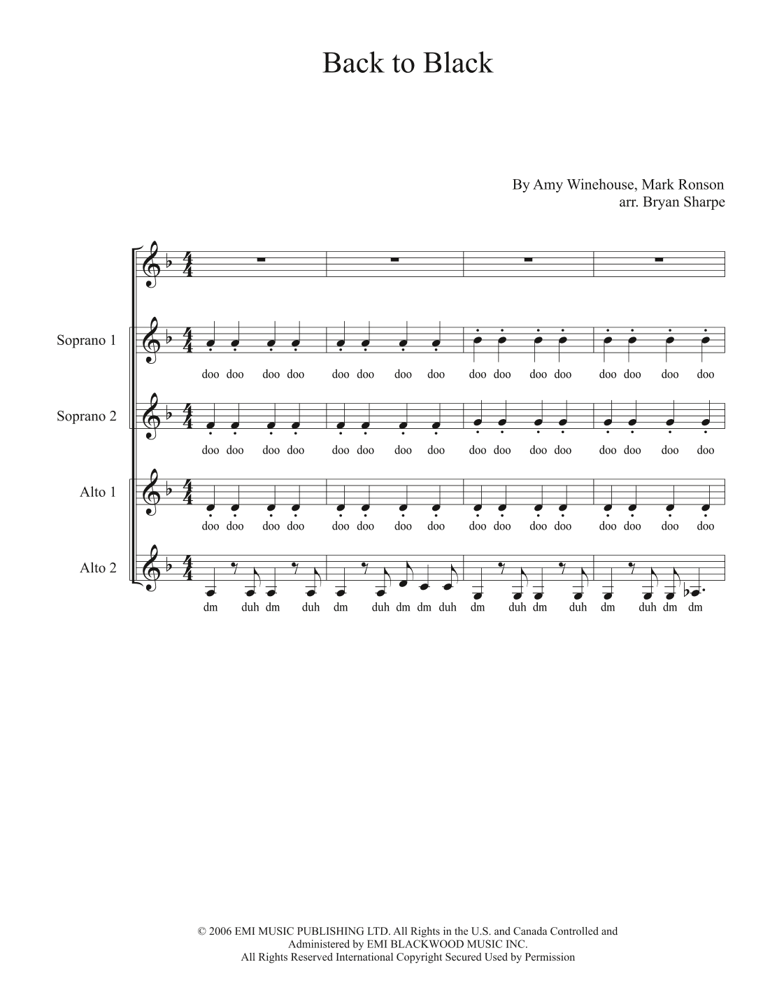 Back To Black (arr. Bryan Sharpe)