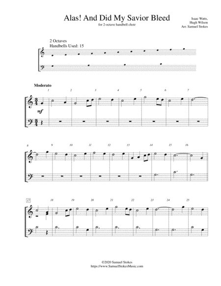 Alas! And Did My Savior Bleed (Hugh Wilson setting) - for 2-octave handbell choir (arr. Samuel Stokes)