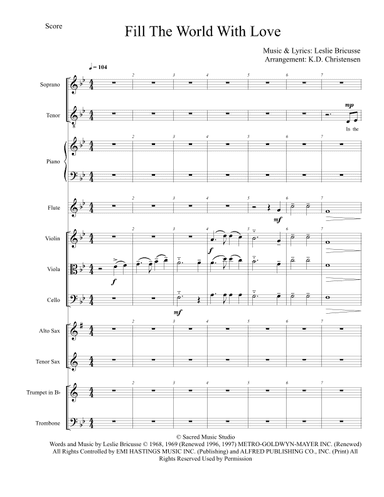 Fill The World With Love - Score Only (arr. K.D. Christensen)