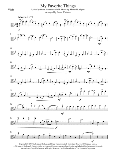 My Favorite Things (arr. Susan Whitacre)