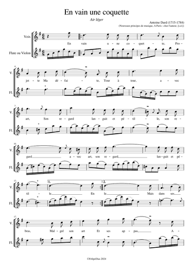 En vain une coquette (arr. Early Music Scores)