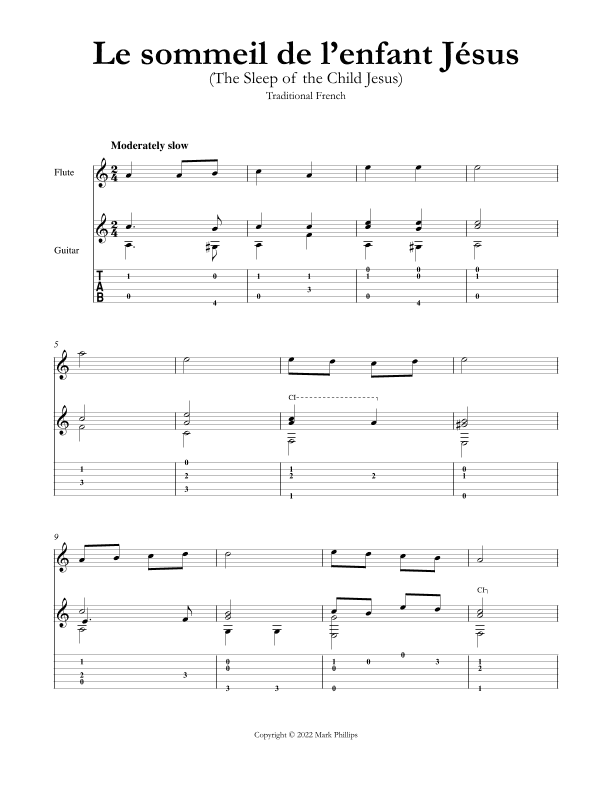 Le sommeil de l'enfant Je´sus (The Sleep of the Child Jesus) (arr. Mark Phillips)