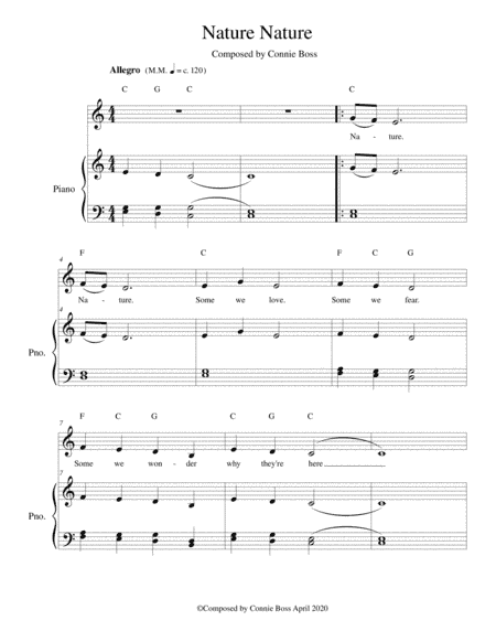 Nature Nature - kids song - solo and piano
