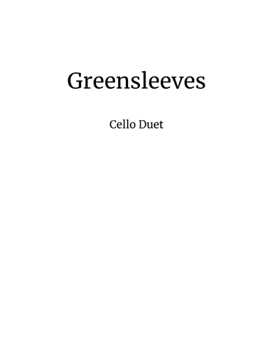 Greensleeves (arr. James Allen Shimanek)