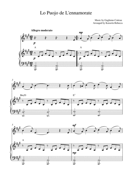 Lo Puojo de L'ennamorate (The Young Man in Love) (arr. Kaiserin Rebecca)