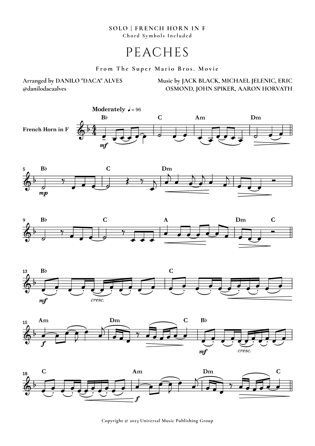 Peaches (arr. Danilo "Daca" Alves)