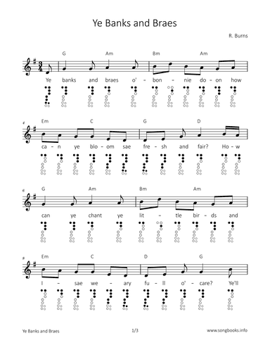 Ye Banks and Braes (arr. songbooks.info)