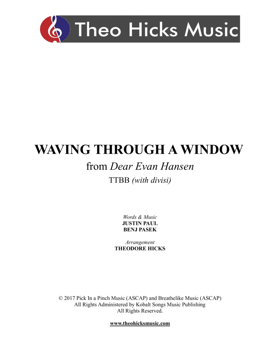 Waving Through A Window (arr. Theodore Hicks)