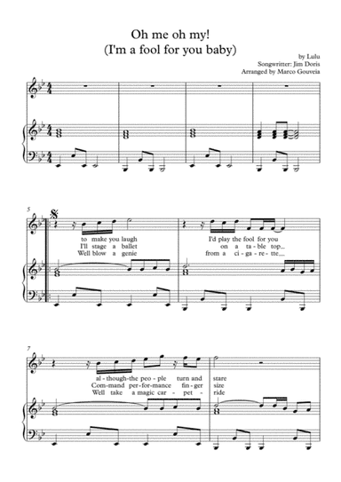 Oh Me Oh My (I'm a Fool For You Baby) by Lulu - Voice and Piano