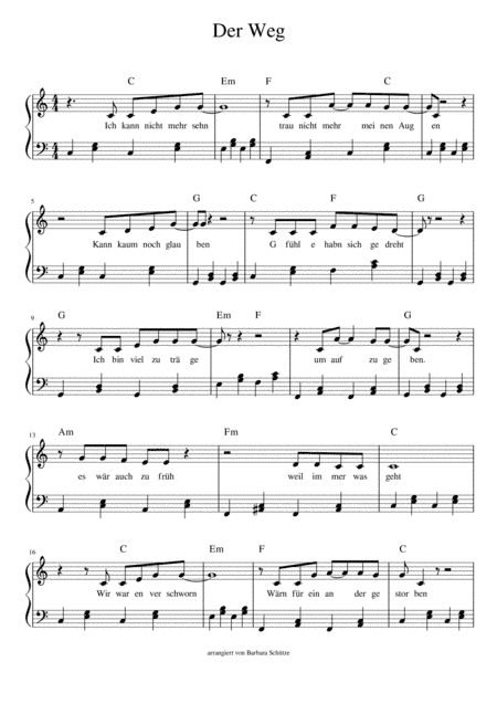 Der Weg (arr. Barbara Schütze)
