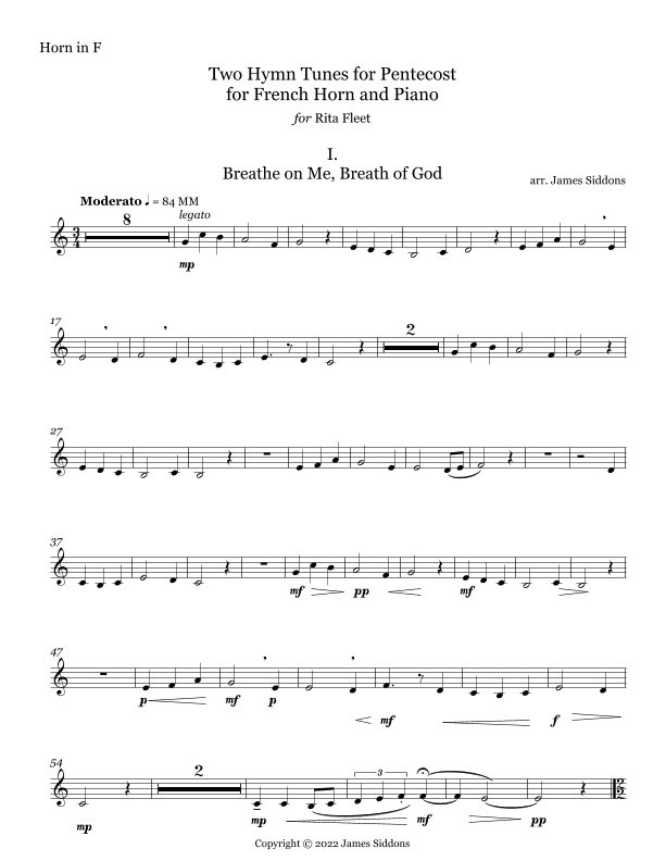 Two Hymn Tunes for Pentecost for French Horn and Piano (arr. James Siddons)