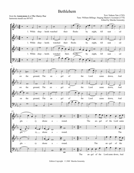 Anonymous 4: Bethlehem (arr. Marsha Genensky)