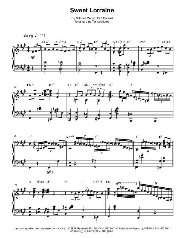 Sweet Lorraine (arr. Tunescribers)