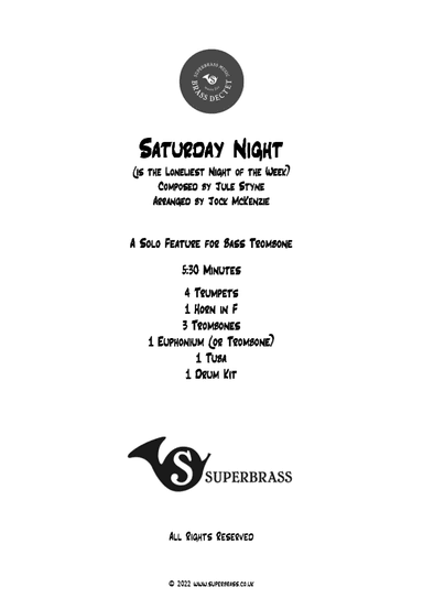 Saturday Night (is The Loneliest Night Of The Week) (arr. Jock McKenzie)
